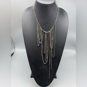 Pascale Monvoisin Beaded Fringe Chain Necklace Lobster Closure Signed 19"